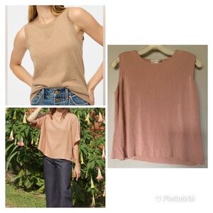 Women's Sleeveless Top - Tan and Pink